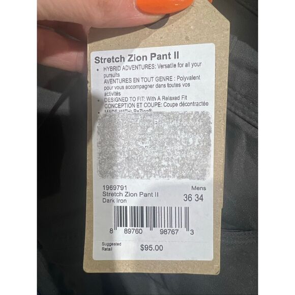 PrAna NWT Stretch Zion Pant II Dark Iron 36x34 - Picture 8 of 8